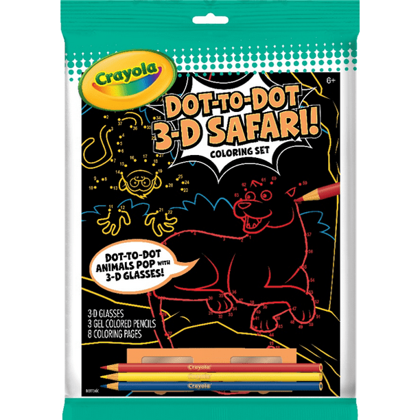 5 Colour Pencils each available Kids 3D Colouring Book with 3D Glasses